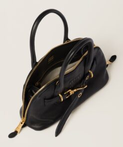 Miu Miu Aventure Small Tote Bag 11in/ 28cm Black Antiqued Gold Hardware For Women 5BB169_2BBL_F0002_V_OOO - Image 5