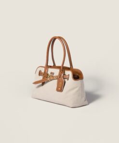 Miu Miu Aventure Tote Bag 17.3in/ 44cm Beige/ Brandy Antiqued Gold Hardware For Women 5BG310_ACRN_F062F_V_OLM - Image 3