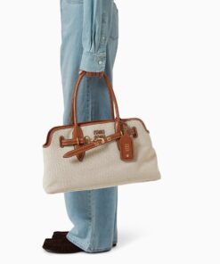 Alternative view of Miu Miu Aventure Tote Bag 17.3in/ 44cm Beige/ Brandy Antiqued Gold Hardware For Women 5BG310_ACRN_F062F_V_OLM