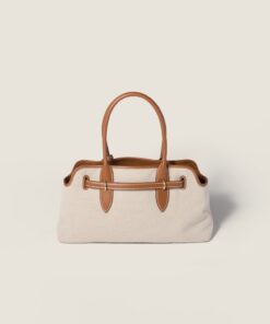 Miu Miu Aventure Tote Bag 17.3in/ 44cm Beige/ Brandy Antiqued Gold Hardware For Women 5BG310_ACRN_F062F_V_OLM - Image 4