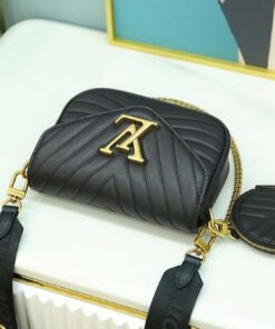 Louis Vuitton New Wave Multi Pochette Shouler Bag 7.5in/ 19cm Black Gold Hardware For Women M56461 - Image 13