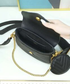 Louis Vuitton New Wave Multi Pochette Shouler Bag 7.5in/ 19cm Black Gold Hardware For Women M56461 - Image 14