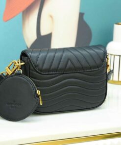 Louis Vuitton New Wave Multi Pochette Shouler Bag 7.5in/ 19cm Black Gold Hardware For Women M56461 - Image 6