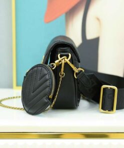 Louis Vuitton New Wave Multi Pochette Shouler Bag 7.5in/ 19cm Black Gold Hardware For Women M56461 - Image 7