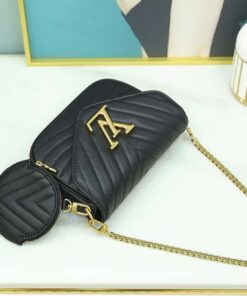 Louis Vuitton New Wave Multi Pochette Shouler Bag 7.5in/ 19cm Black Gold Hardware For Women M56461 - Image 11