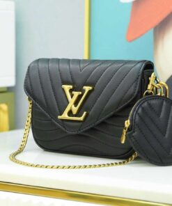 Louis Vuitton New Wave Multi Pochette Shouler Bag 7.5in/ 19cm Black Gold Hardware For Women M56461 - Image 10