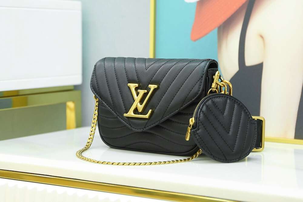 Louis Vuitton New Wave Multi Pochette Shouler Bag 7.5in/ 19cm Black Gold Hardware For Women M56461 - Image 10
