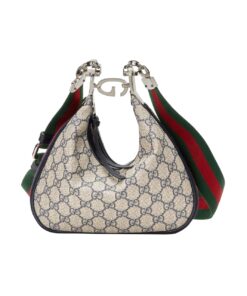 Gucci GG Attache Small GG Supreme Canvas Shoulder Bag Beige Blue 23Cm 699409 96GRN 4082