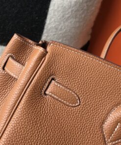 Hermes Birkin Top Handle Bag 12in/ 30cm Brown Togo Gold Hardware Bag For Women - Image 9