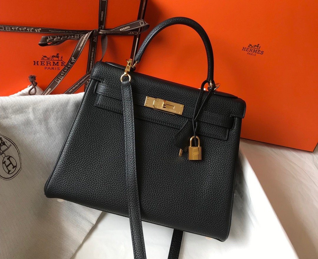 Hermes Kelly 28 Retourne Togo Black For Women 11in/28cm - Image 2