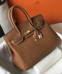 Hermes Birkin Top Handle Bag 12in/ 30cm Brown Togo Gold Hardware Bag For Women - Image 4