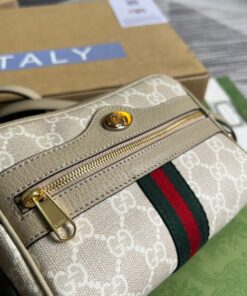 Gucci Ophidia Mini GG Bag Beige And Ebony GG Supreme Canvas, With Beige For Women 7in/17.5cm GG - Image 5