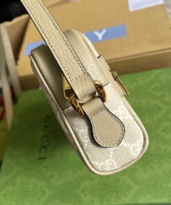 Gucci Ophidia Mini GG Bag Beige And Ebony GG Supreme Canvas, With Beige For Women 7in/17.5cm GG - Image 6