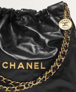 Chanel 22 Small Shoulder Bag 14.4in/ 37cm Black Gold Hardware For Women AS3260 B08037 94305 - Image 4