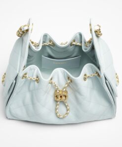 Chanel 25 Small Shoulder Bag 10.2in/ 26cm Light Blue Gold Hardware For Women AS5293 B20304 U2367 - Image 3