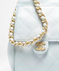 Chanel 25 Small Shoulder Bag 10.2in/ 26cm Light Blue Gold Hardware For Women AS5293 B20304 U2367 - Image 4