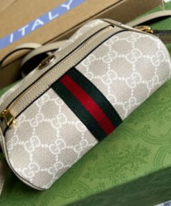 Gucci Ophidia Mini GG Bag Beige And Ebony GG Supreme Canvas, With Beige For Women 7in/17.5cm GG - Image 7