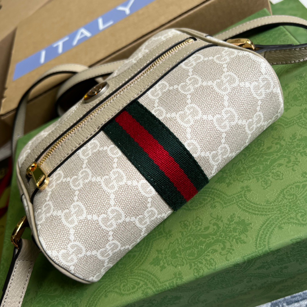 Gucci Ophidia Mini GG Bag Beige And Ebony GG Supreme Canvas, With Beige For Women 7in/17.5cm GG - Image 7