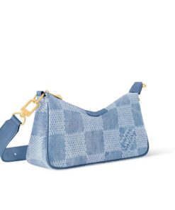 Louis Vuitton Pochette Accessories XL Shoulder Bag 11in/ 28cm Denim Blue Gold Hardware For Men N00204 - Image 4