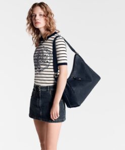 Alternative view of Louis Vuitton CarryAll MM Shoulder Bag 15in/ 39cm Monogram Empreinte Navy Blue Gold Hardware For Women M46669