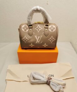 Alternative view of Louis Vuitton Speedy Bandoulière 20 Monogram Empreinte Handle Bag Tourterelle Gray 20Cm M46575